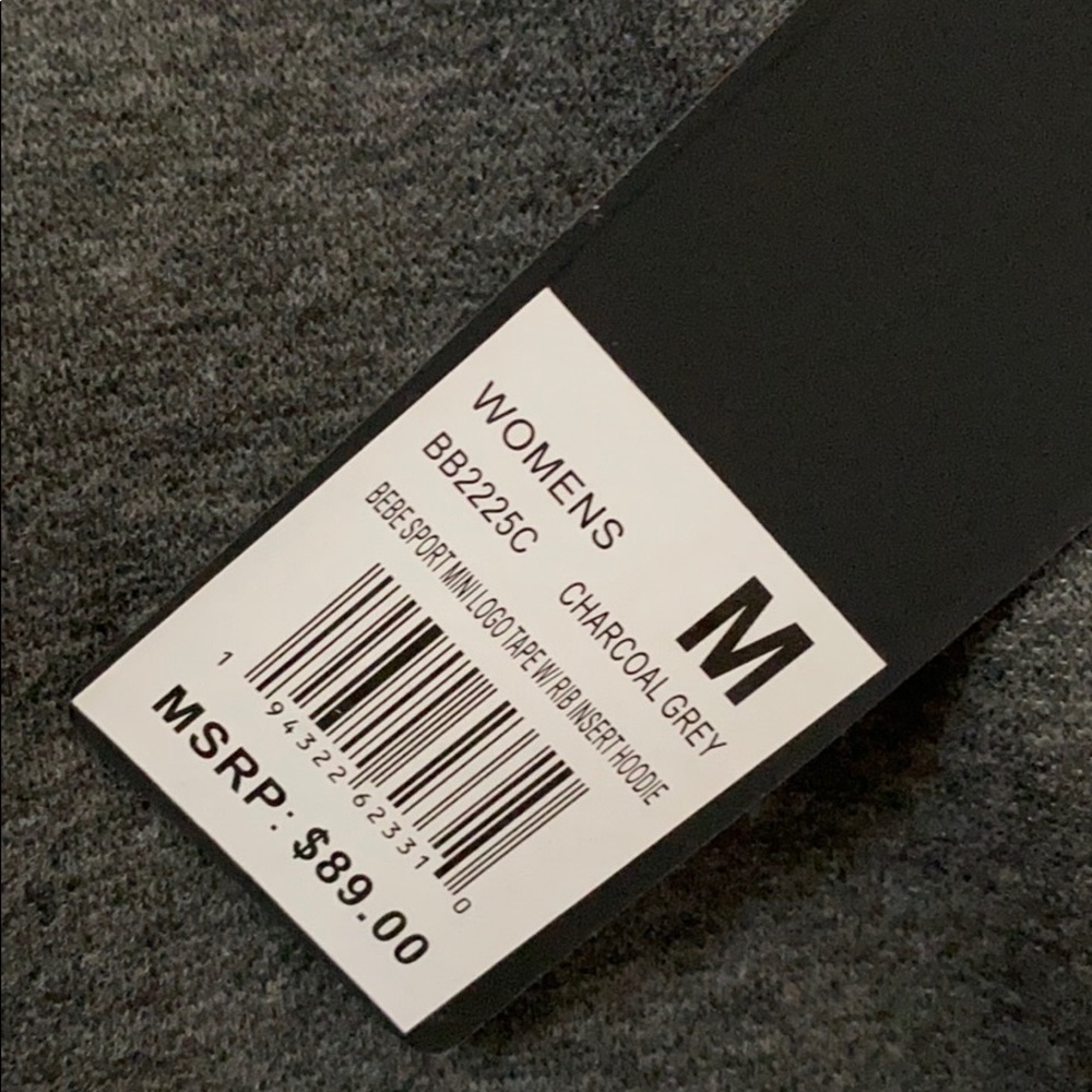 BEBE NWT charcoal gray hoodie with pocket - Picture 3 of 8
